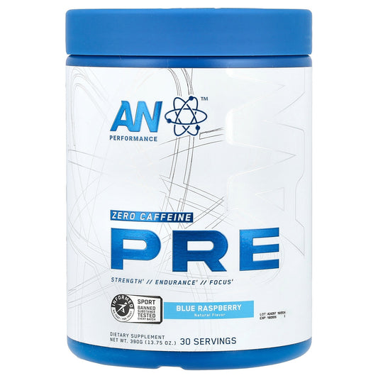 AN Supps, Pre-Workout, Zero Caffeine, Blue Raspberry, 13.75 oz (390 g)