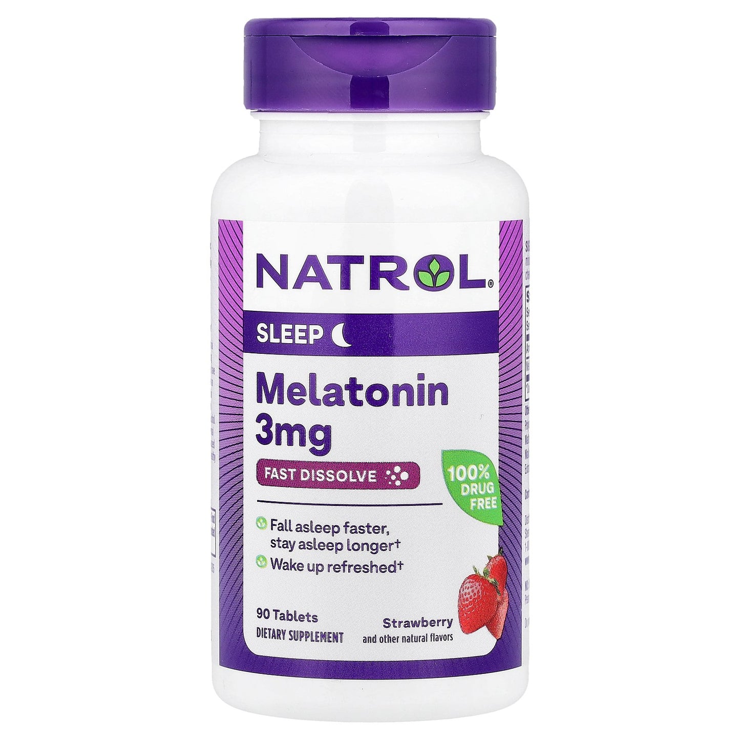 Natrol, Melatonin, Fast Dissolve, Strawberry, 3 mg, 90 Tablets