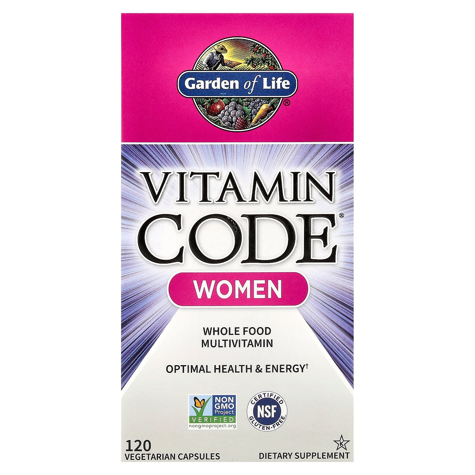 Garden of Life, Vitamin Code®, Women Whole Food Multivitamin, 120 Vegetarian Capsules
