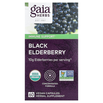 Gaia Herbs, Black Elderberry, 60 Vegan Capsules