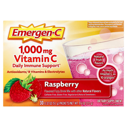 Emergen-C, Vitamin C, Raspberry, 30 Packets, 0.32 oz (9.1 g) Each
