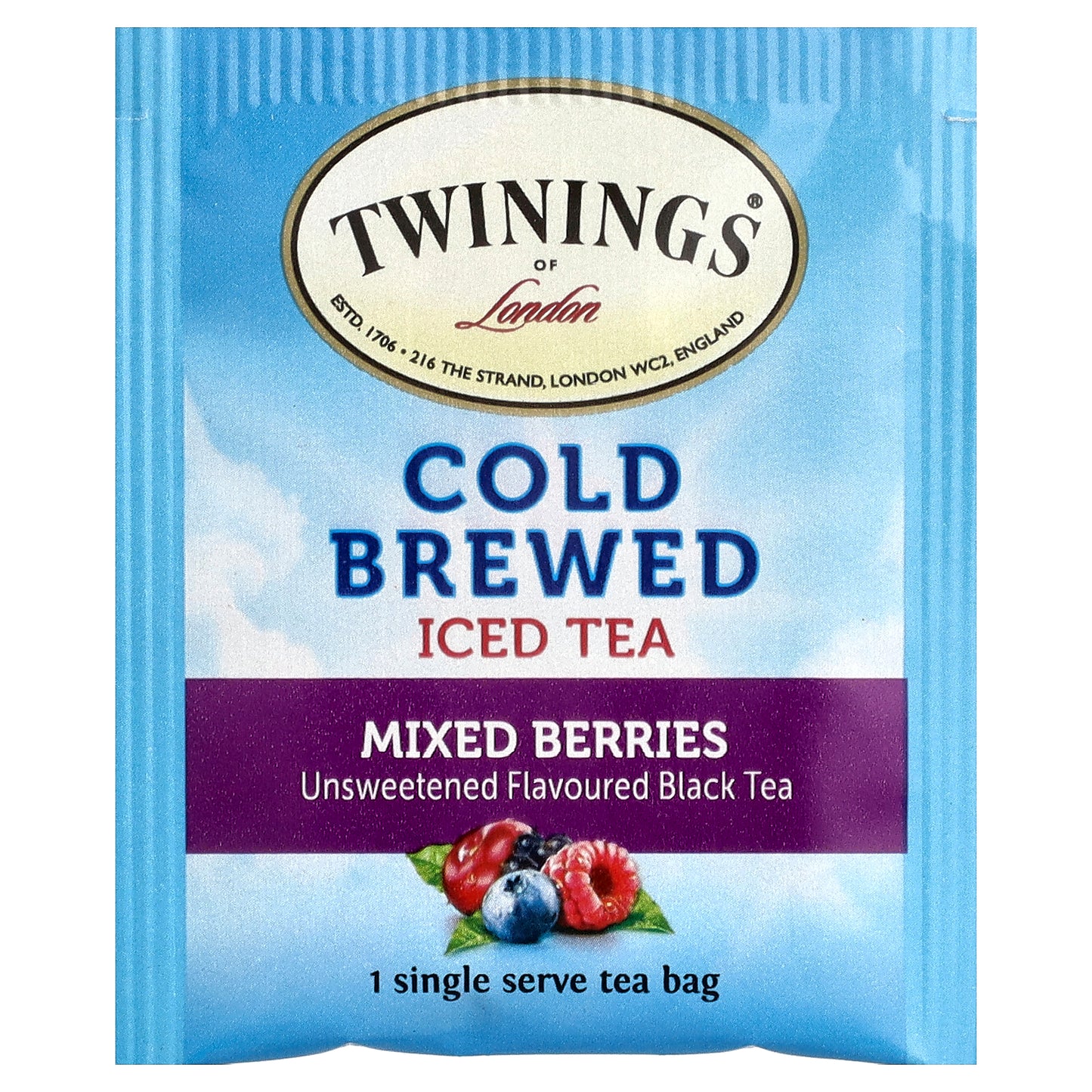 Twinings, Cold Brewed Iced Tea, Black Tea, Mixed Berries, Unsweetened, 20 Single Serve Tea Bags, 1.41 oz (40 g)