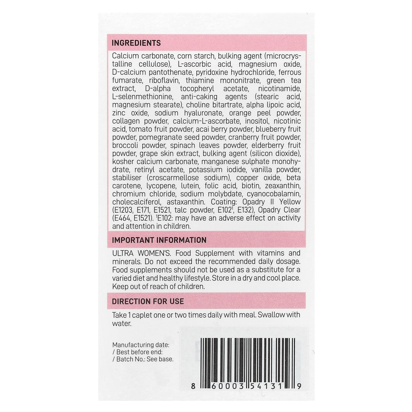 Vplab, Ultra Women’s Multivitamin Formula, 90 Caplets