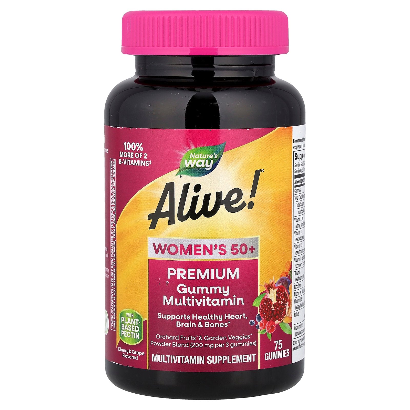 Nature's Way, Alive!®, Women's 50+ Premium Gummy Multivitamin, Cherry & Grape, 75 Gummies
