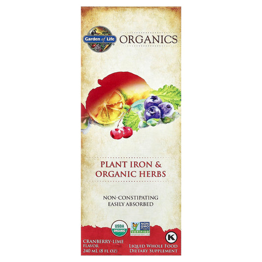 Garden of Life, Organics, Plant Iron & Organic Herbs, Cranberry-Lime, 8 fl oz (240 ml)