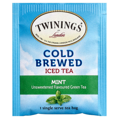 Twinings, Cold Brewed Iced Tea, Green Tea, Mint, Unsweetened, 20 Single Serve Tea Bags, 1.41 oz (40 g)