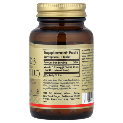 Solgar, Vitamin D3, 25 mcg (1,000 IU), 180 Tablets