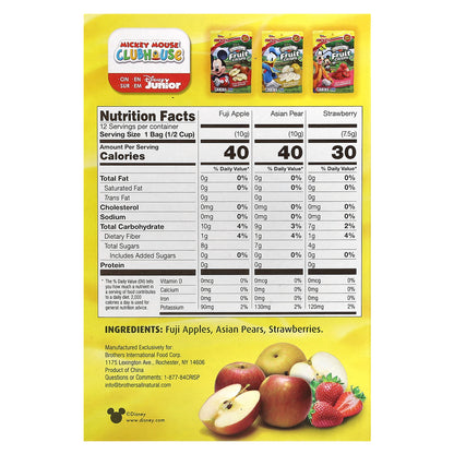 Brothers-All-Natural, Disney Junior, Fruit Crisps, Variety Pack, 12 Single Serve Bags, 4 oz (113 g)