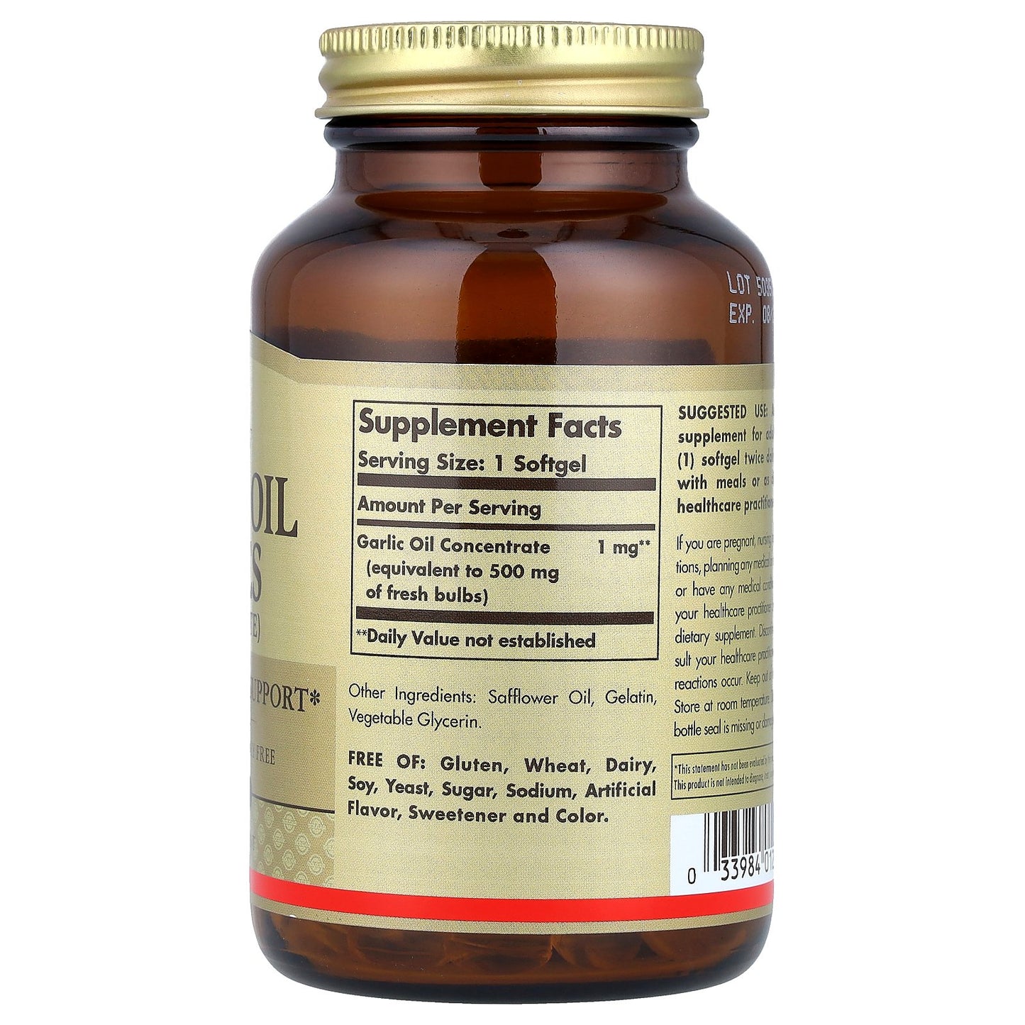 Solgar, Garlic Oil Perles, Concentrate, 250 Softgels (1 mg per Softgel)