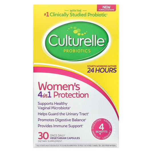 Culturelle, Probiotics, Women's 4 in 1 Protection, 30 Once Daily Vegetarian Capsules