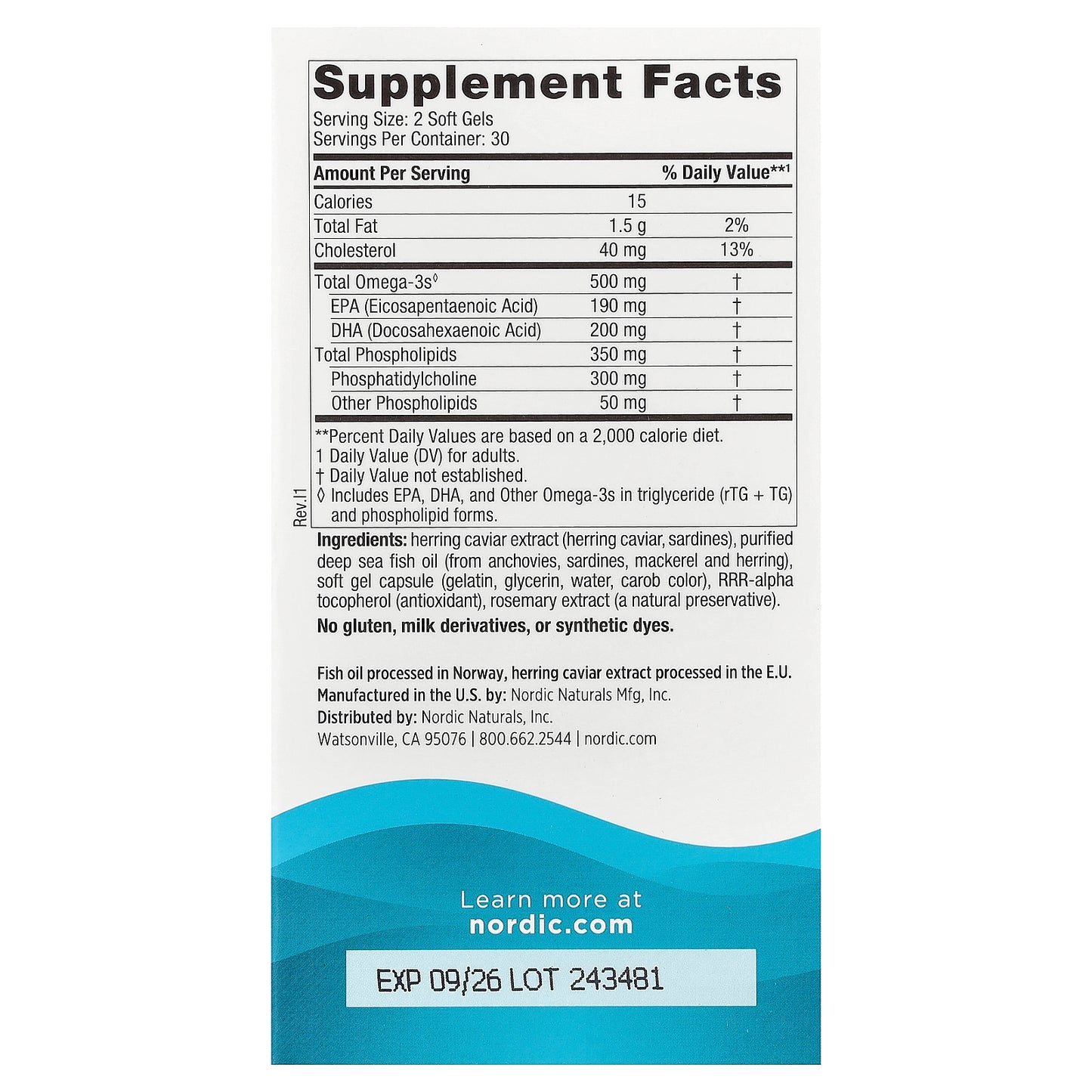 Nordic Naturals, Omega-3 Phospholipids™, 60 Soft Gels