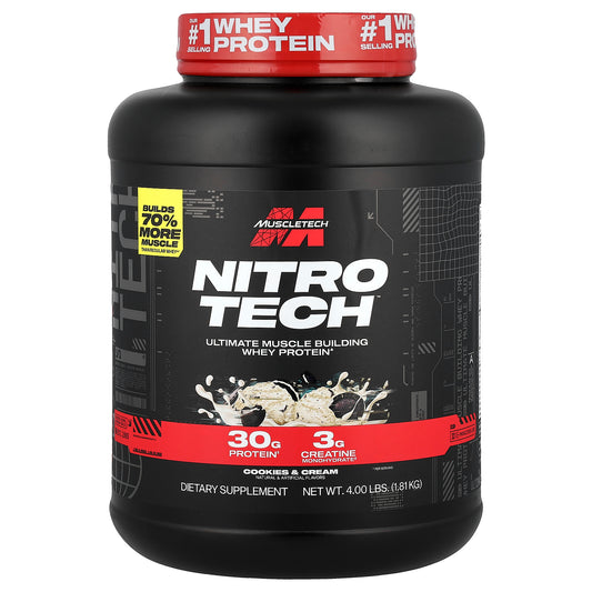 MuscleTech, Nitro-Tech™ Whey Protein, Cookies and Cream, 4 lbs (1.81 kg)