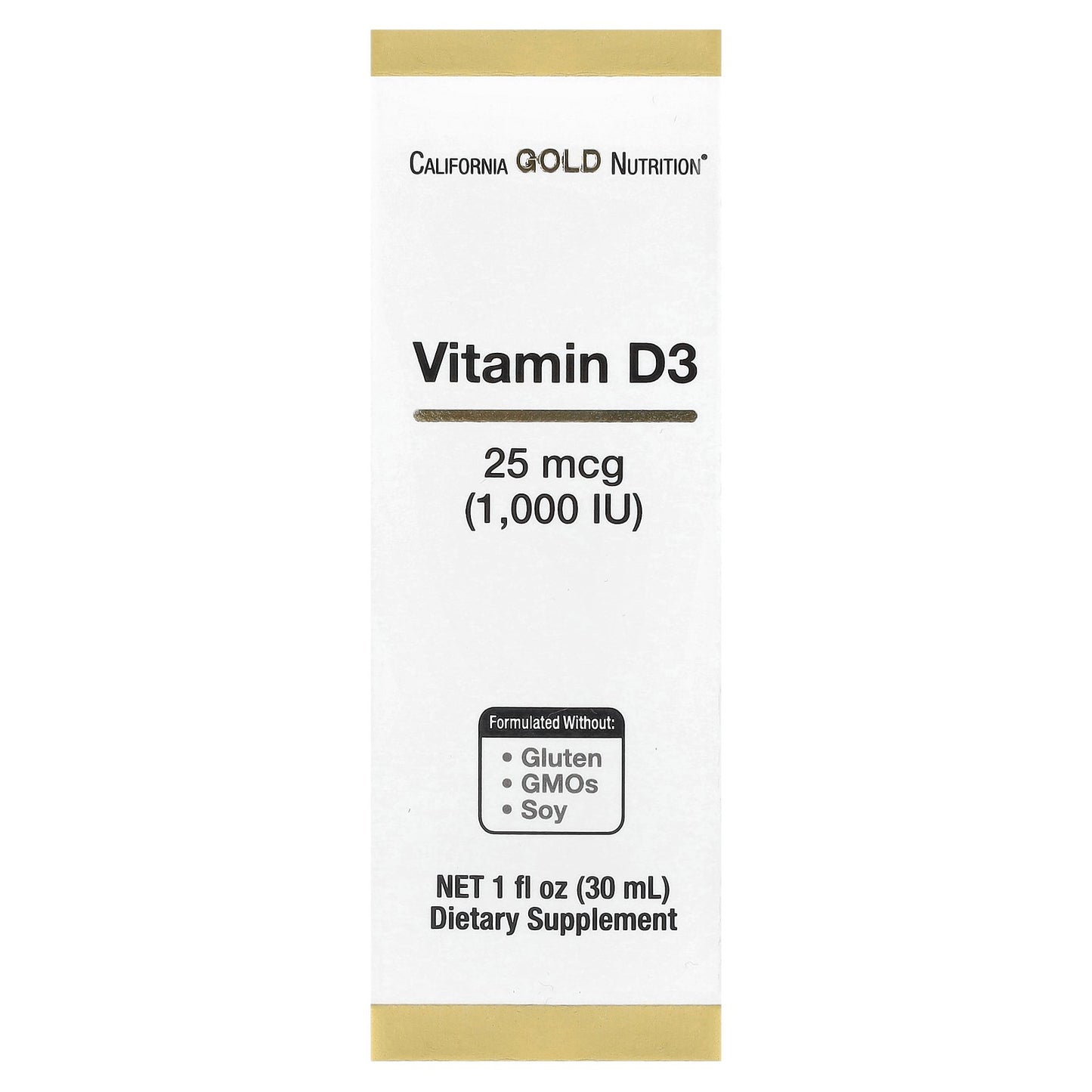 California Gold Nutrition, Vitamin D3, 25 mcg (1,000 IU), 1  fl oz (30 ml)