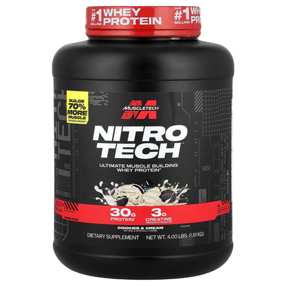 MuscleTech, Nitro-Tech™ Whey Protein, Cookies & Cream, 4 lbs (1.81 kg)
