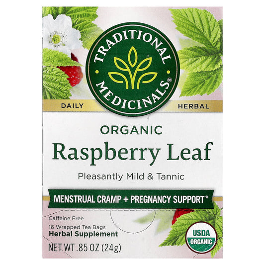 Traditional Medicinals, Organic Raspberry Leaf, Caffeine Free, 16 Wrapped Tea Bags, 0.85 oz (24 g)