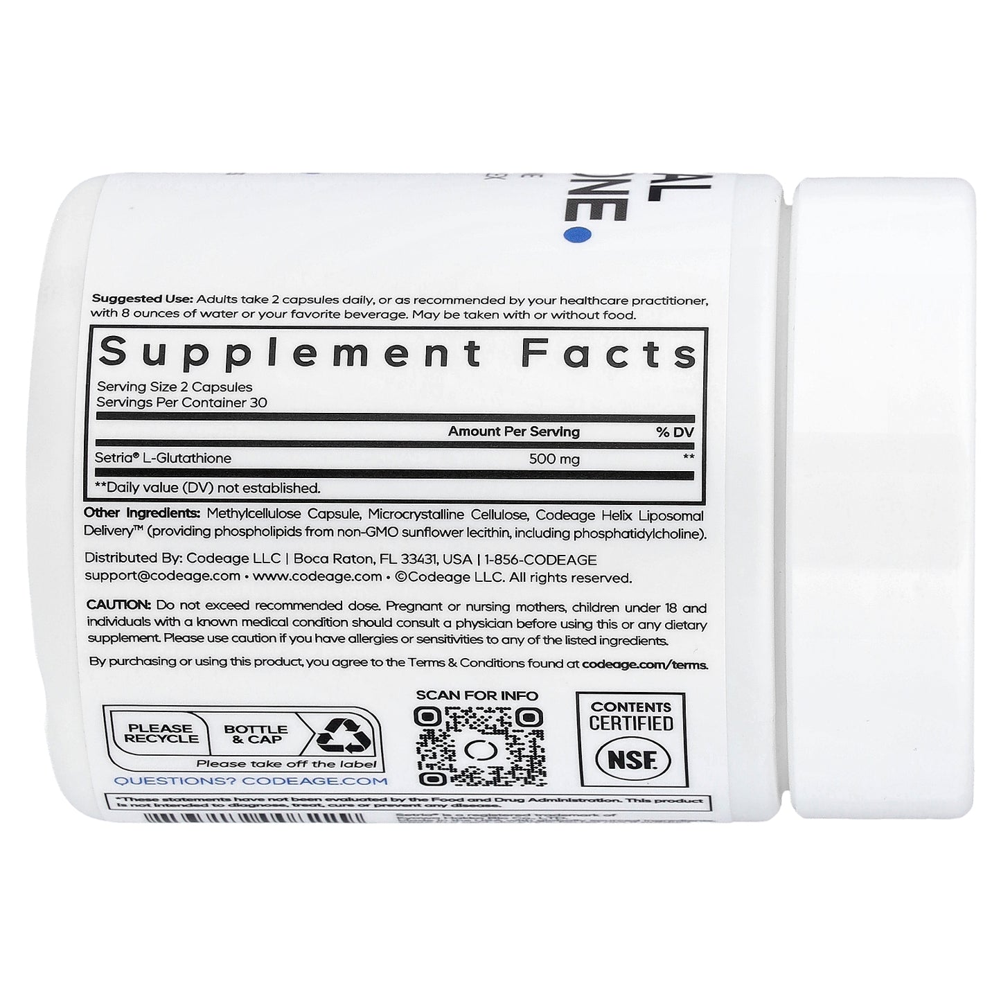 Codeage, Liposomal, Glutathione, 60 Vegetable Capsules