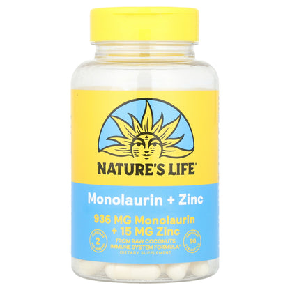 Nature's Life, Monolaurin + Zinc, 90 Capsules