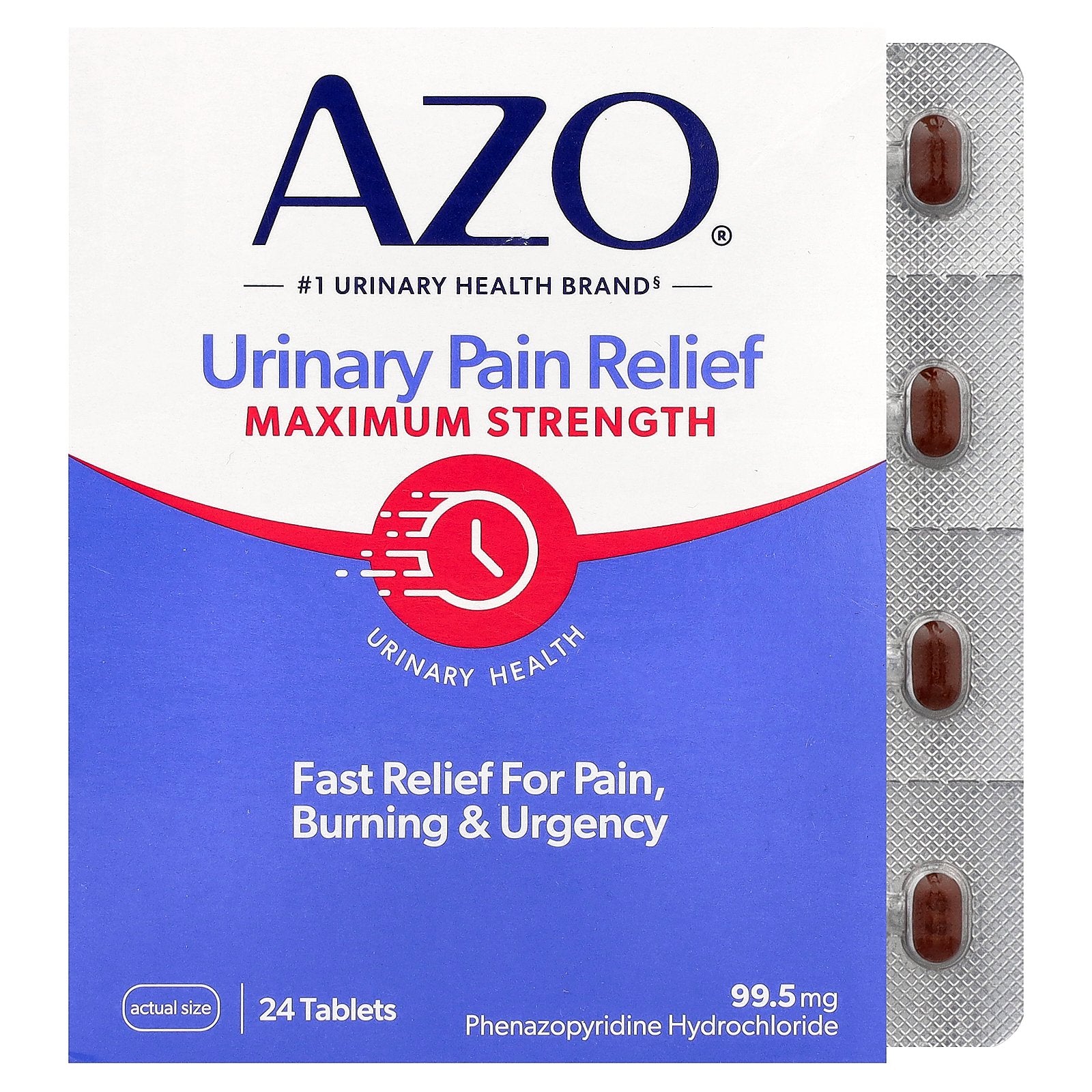 AZO, Urinary Pain Relief, Maximum Strength, 99.5 mg, 24 Tablets