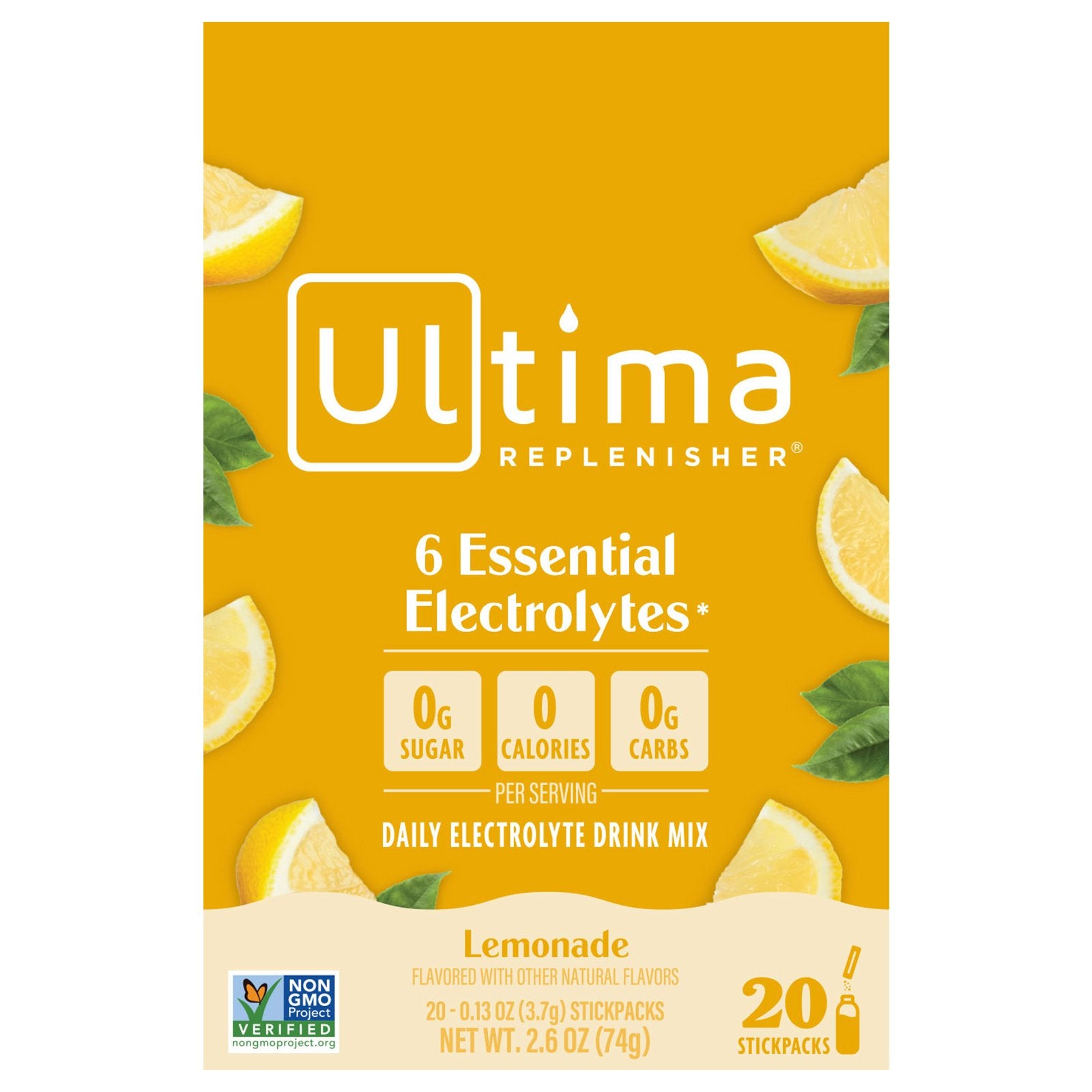 Ultima Replenisher, Daily Electrolyte Drink Mix, Lemonade, 20 StickPacks, 0.13 oz (3.7 g) Each