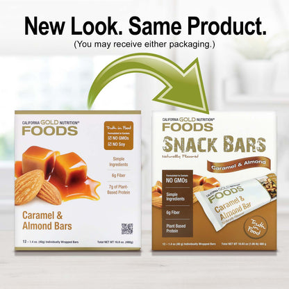 California Gold Nutrition, Foods, Caramel Almond Bars, 12 Bars, 1.4 oz (40 g) Each