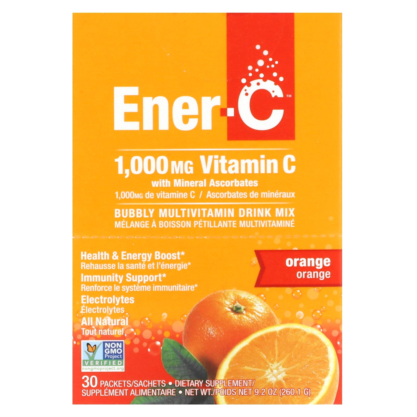 Ener-C, Vitamin C, Multivitamin Drink Mix, Orange, 1,000 mg, 30 Packets, 0.3 oz (8.67 g) Each