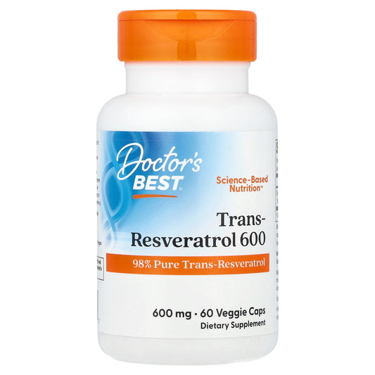 Doctor's Best, Trans-Resveratrol 600, 600 mg, 60 Veggie Caps