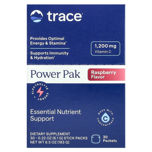 Trace, PowerPak, Raspberry, 30 Stick Packs, 0.22 oz (6.1 g) Each