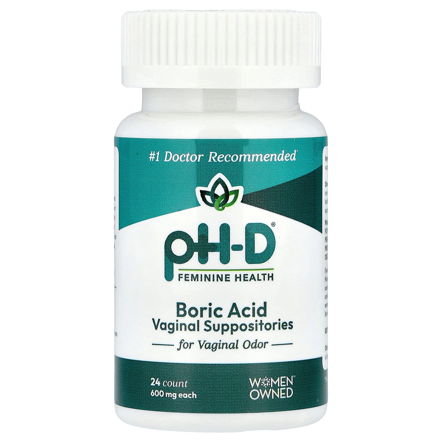 pH-D Feminine Health, Boric Acid Vaginal Suppositories, 600 mg, 24 Count