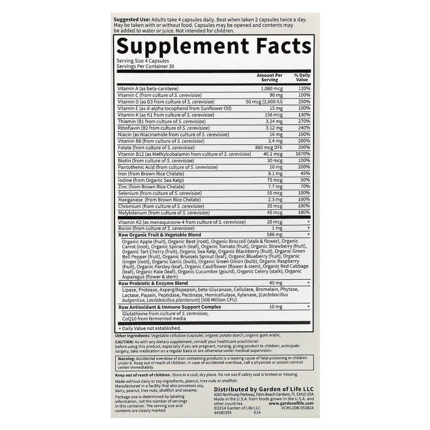 Garden of Life, Vitamin Code®, Women Whole Food Multivitamin, 120 Vegetarian Capsules