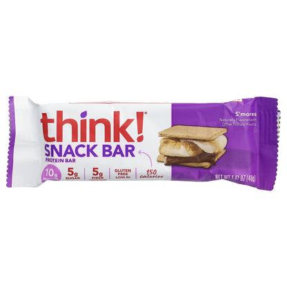 Think !, Snack Protein Bar, S'mores, 10 Bars, 1.41 oz (40 g) Each