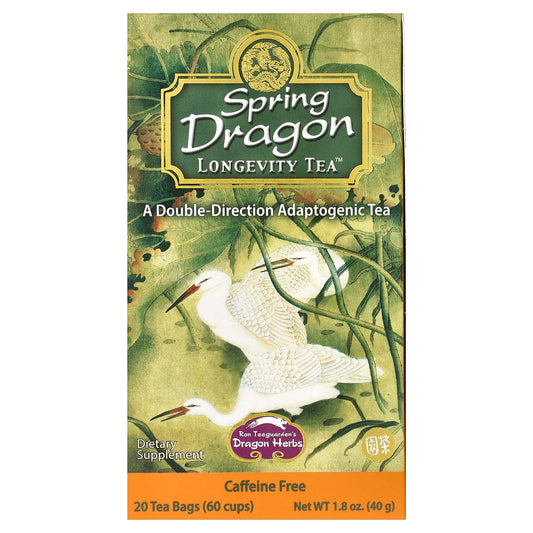 Dragon Herbs, Spring Dragon Longevity Tea™, Caffeine Free, 20 Tea Bags, 1.8 oz (40 g)