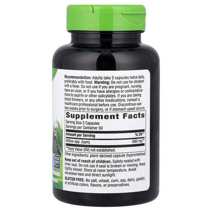 Nature's Way, Willow Bark, 100 Vegan Capsules (340 mg per Capsule)