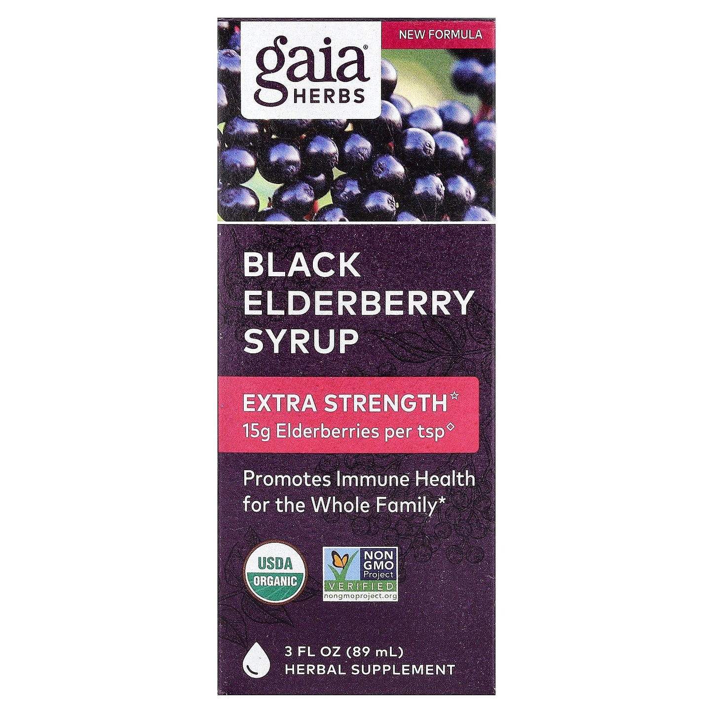 Gaia Herbs, Black Elderberry Syrup, 3 fl oz (89 ml)