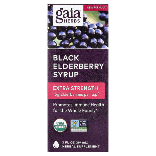 Gaia Herbs, Black Elderberry Syrup, 3 fl oz (89 ml)