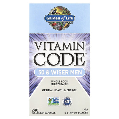 Garden of Life, Vitamin Code®, 50 & Wiser Men, Whole Food Multivitamin, 240 Vegetarian Capsules