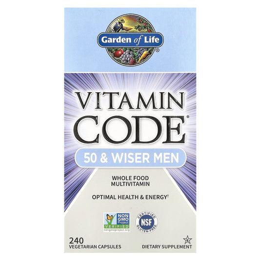 Garden of Life, Vitamin Code®, 50 & Wiser Men, Whole Food Multivitamin, 240 Vegetarian Capsules