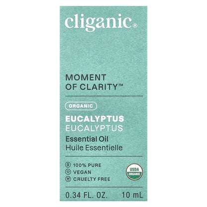 Cliganic, Moment of Clarity™, Essential Oil, Organic Eucalyptus, 0.34 fl oz (10 ml)