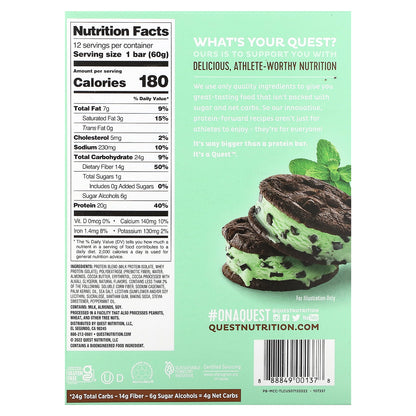 Quest Nutrition, Protein Bar, Mint Chocolate Chunk, 12 Bars, 2.12 oz (60 g) Each