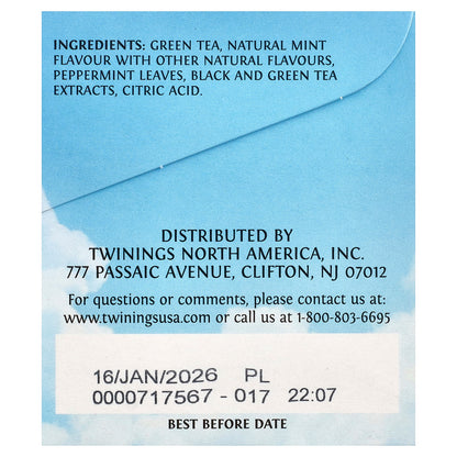 Twinings, Cold Brewed Iced Tea, Green Tea, Mint, Unsweetened, 20 Single Serve Tea Bags, 1.41 oz (40 g)