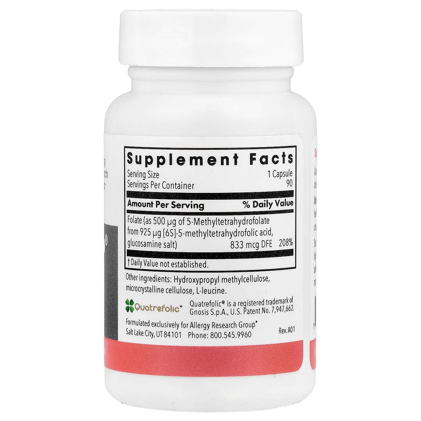 Allergy Research Group, QuatreActiv® Folate, 90 Vegetarian Capsules (833 mcg per Capsule)