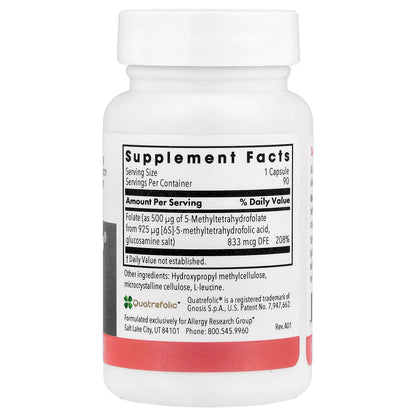 Allergy Research Group, QuatreActiv® Folate, 90 Vegetarian Capsules (833 mcg per Capsule)