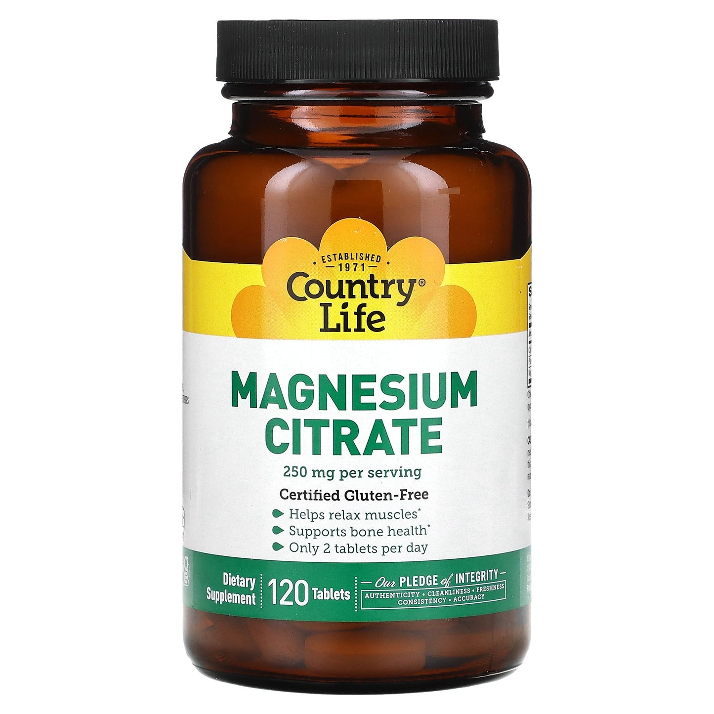 Country Life, Magnesium Citrate, 250 mg, 120 Tablets (125 mg per Tablet)