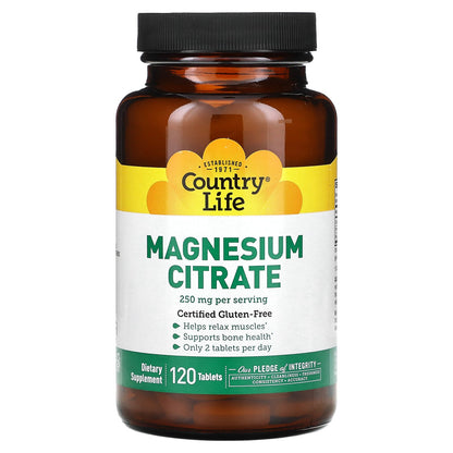 Country Life, Magnesium Citrate, 250 mg, 120 Tablets (125 mg per Tablet)