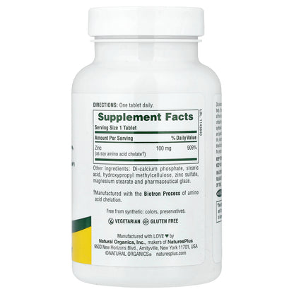 NaturesPlus, Mega Zinc®, Sustained Release , 100 mg, 90 Tablets