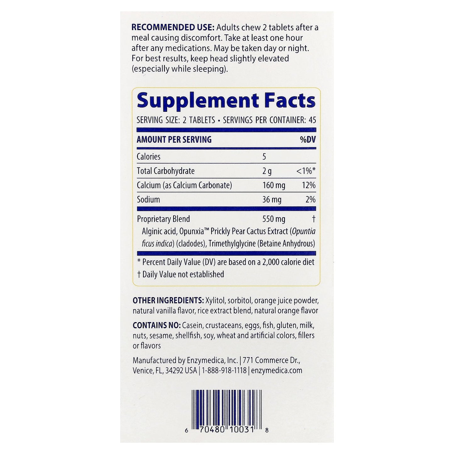 Enzymedica, Heartburn Soothe, Orange Vanilla, 90 Tablets