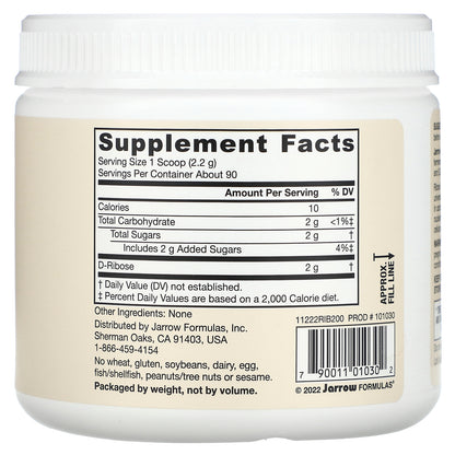 Jarrow Formulas, Vegan D-Ribose, 7.05 oz (200 g)