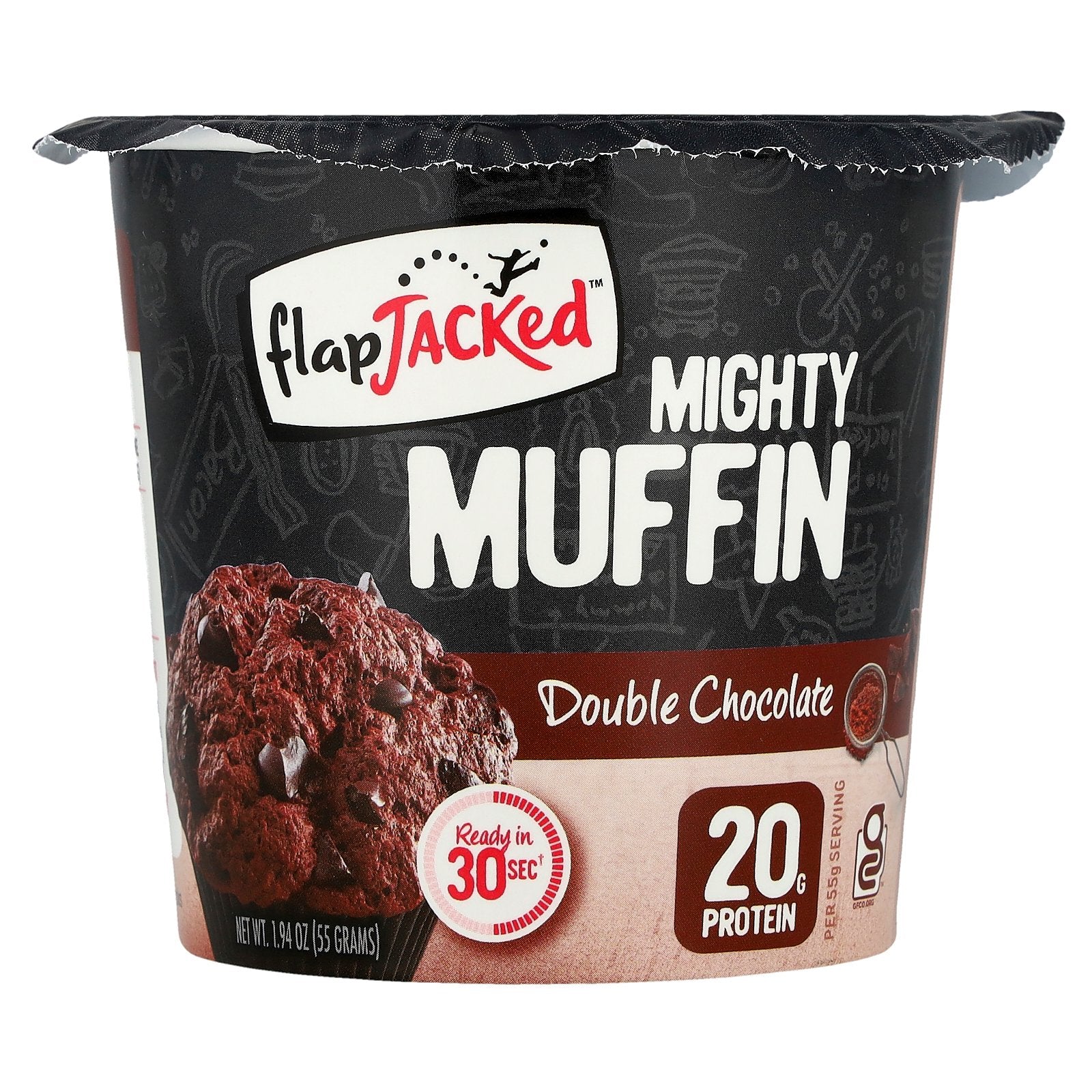 FlapJacked, Mighty Muffin, Double Chocolate, 1.94 oz (55 g)