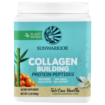 Sunwarrior, Plant-Based Collagen Building Protein Peptides, Tahitian Vanilla, 1.1 lb (500 g)