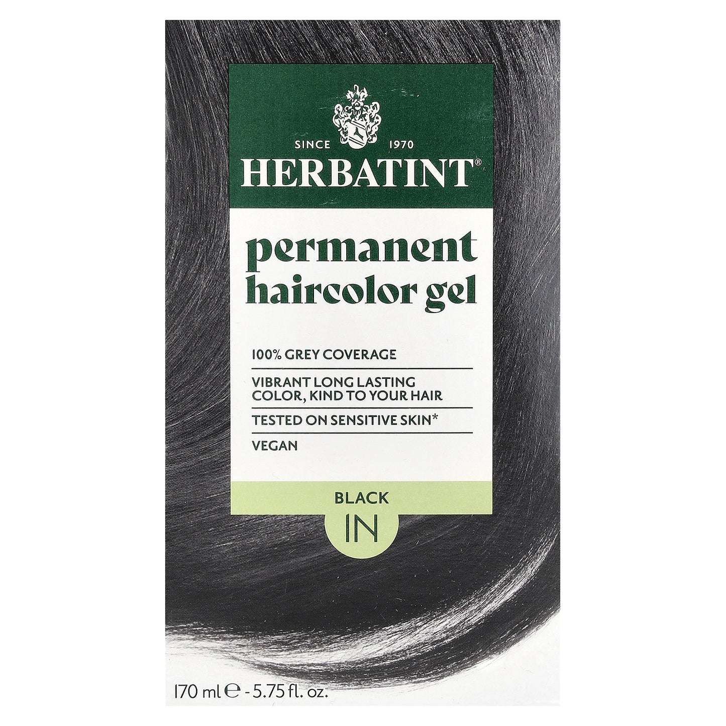 Herbatint, Permanent Haircolor Gel, 1N, Black, 5.75 fl oz (170 ml)