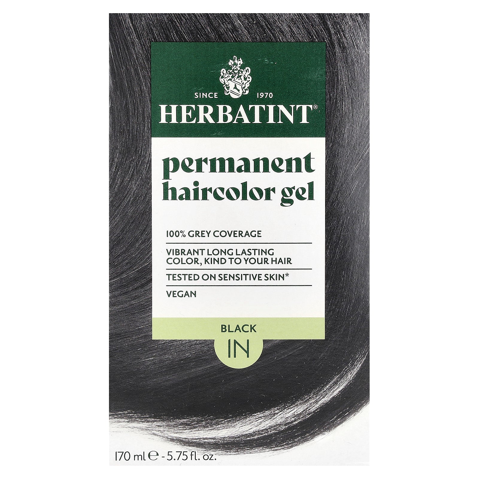 Herbatint, Permanent Haircolor Gel, 1N, Black, 5.75 fl oz (170 ml)
